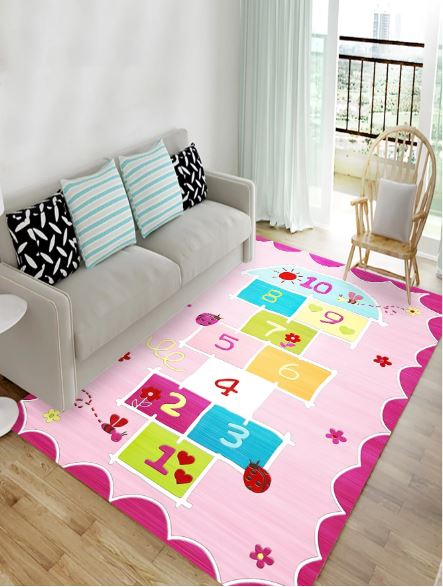 1pc Floral Number & Geometric Pattern Floor Mat For Living Room And Bedroom