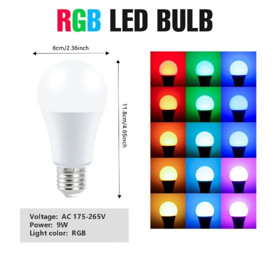 16-Color Changing RGB LED Light Bulb with Remote Control, LED Bulbs for Home