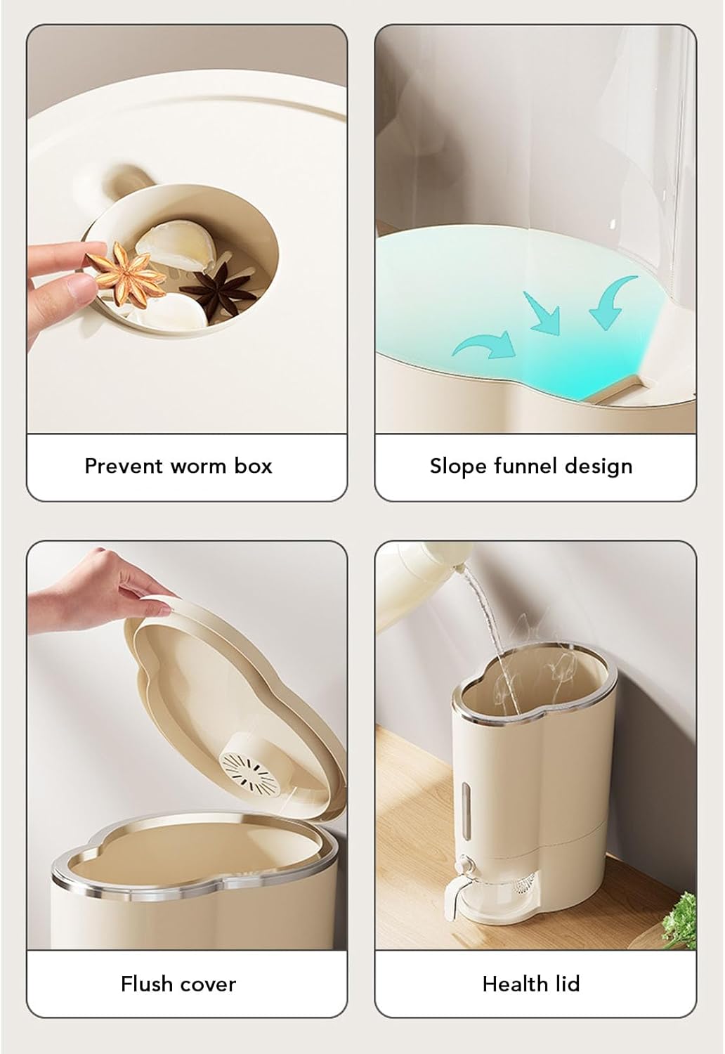 Moistureproof Rice Dispenser with Lid Measuring Cup, Cereal/Rice Dispenser Bucket Food Organization for Home Kitchen