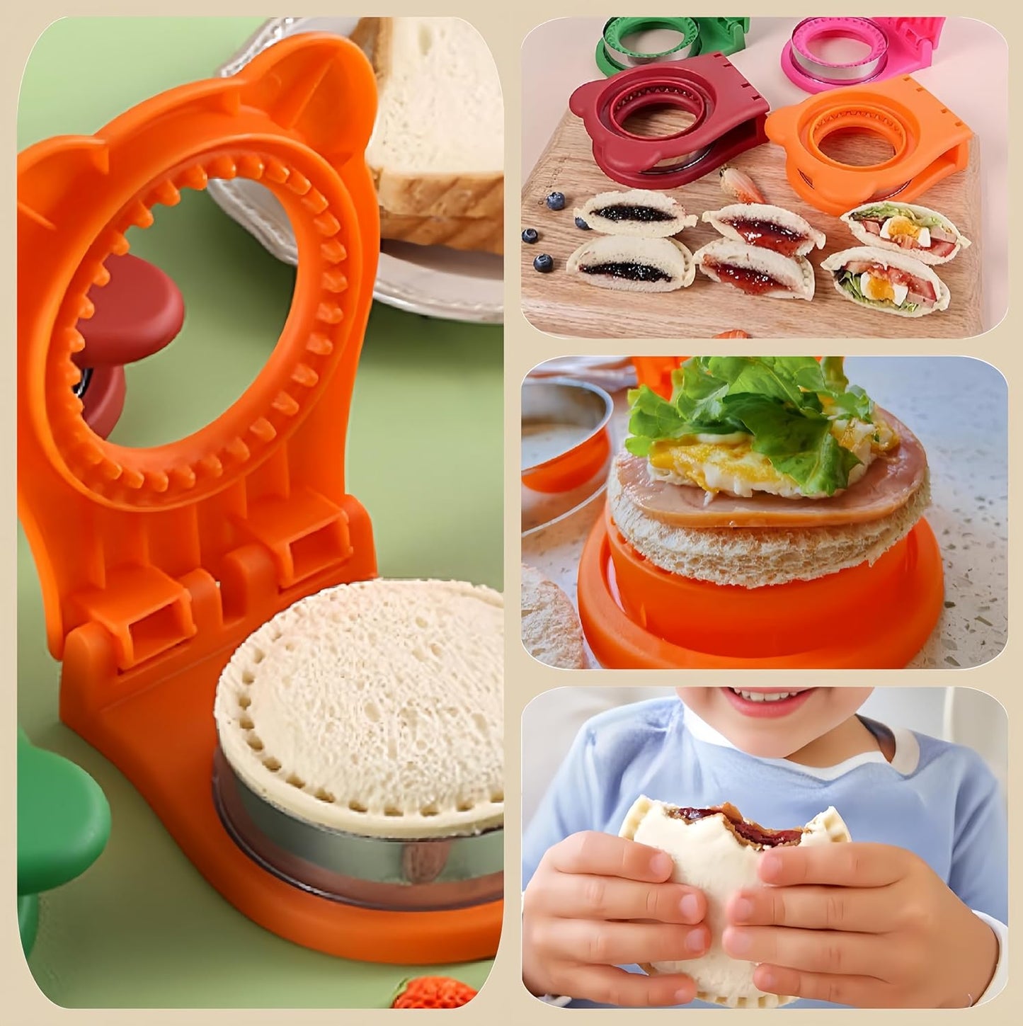 1 Pack Round Sandwich Cutter and Sealer, Bread Pocket Maker for School Lunches, Picnic, Camping
