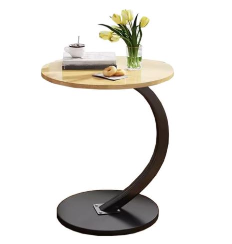 Side Table Small Double Decker end Table with Open Storage Rack, Round Coffee Table