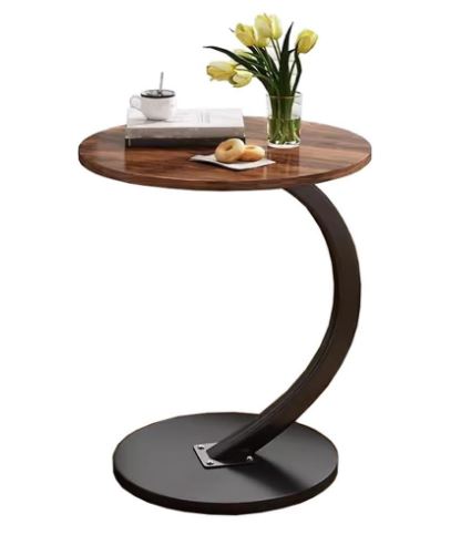 Side Table Small Double Decker end Table with Open Storage Rack, Round Coffee Table