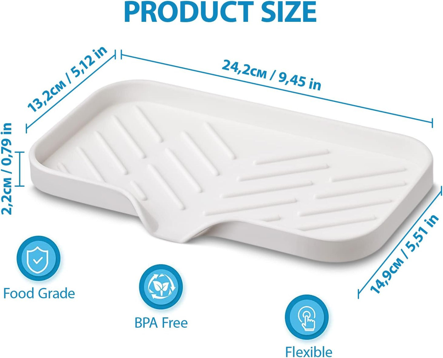 Silicone Soap Dish & Kitchen Soap Tray, Self Draining Soap Dish, Durable Rubber Soap Dish with Drainage