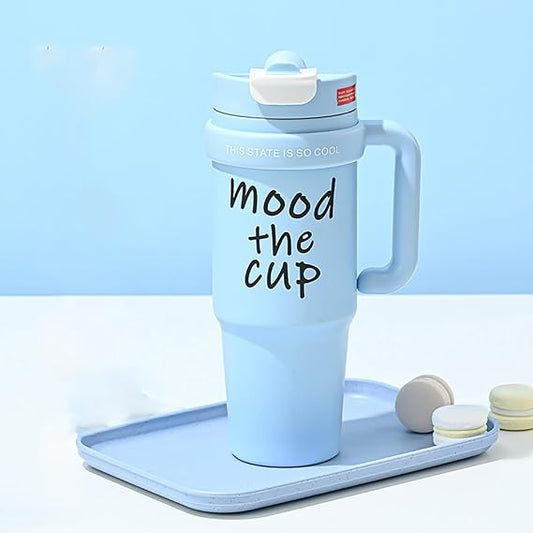 Sporty Style Tumbler with Straw, Water Bottle Stainless Steel, Stylish, Lightweight, Hot and Cold Retention