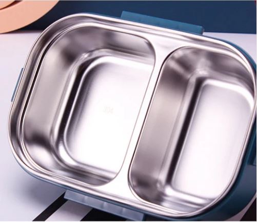 Tedemei 304 Stainless Steel 2 Grid Portable Leak-Proof Lunch Box