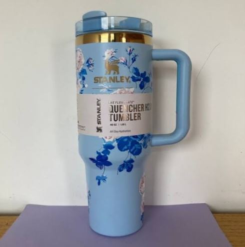 Stanley x LoveShackFancy 40 oz Everblooming Rosettes Quencher Blue