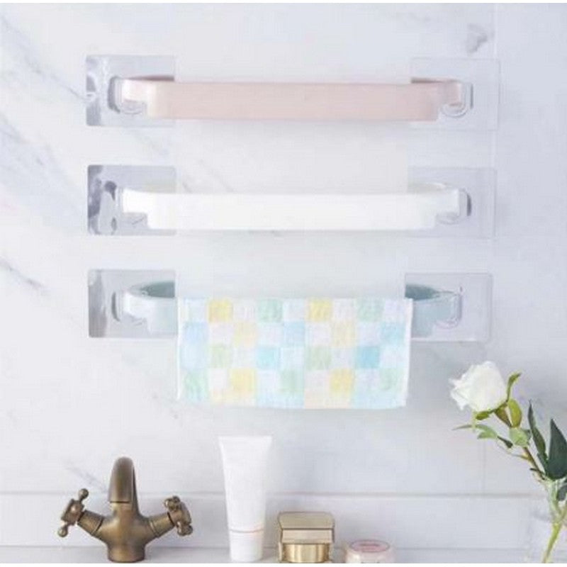 Wall Mounted Self-Adhesive Towel Holder Rack Towel Hanger - Bathroom Towel Bar Shelf Roll Holder
