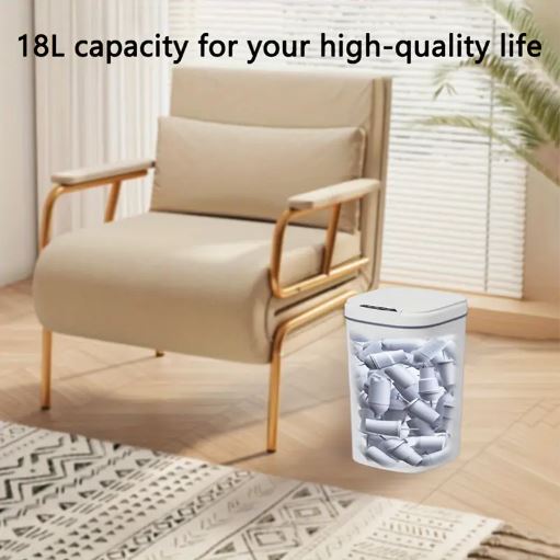 18L Automatic Motion Sensor Trash Can with Lid for Office, Bathroom, Bedroom, Kitchen