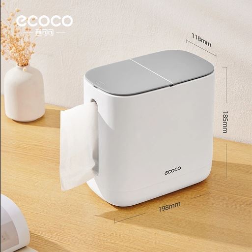 ECOCO Unique Tissue Organizer for Household - Modern Trash Bin and Tissue Holder Combo for Living and Dining Room