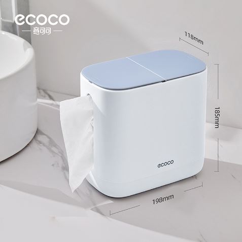 ECOCO Unique Tissue Organizer for Household - Modern Trash Bin and Tissue Holder Combo for Living and Dining Room