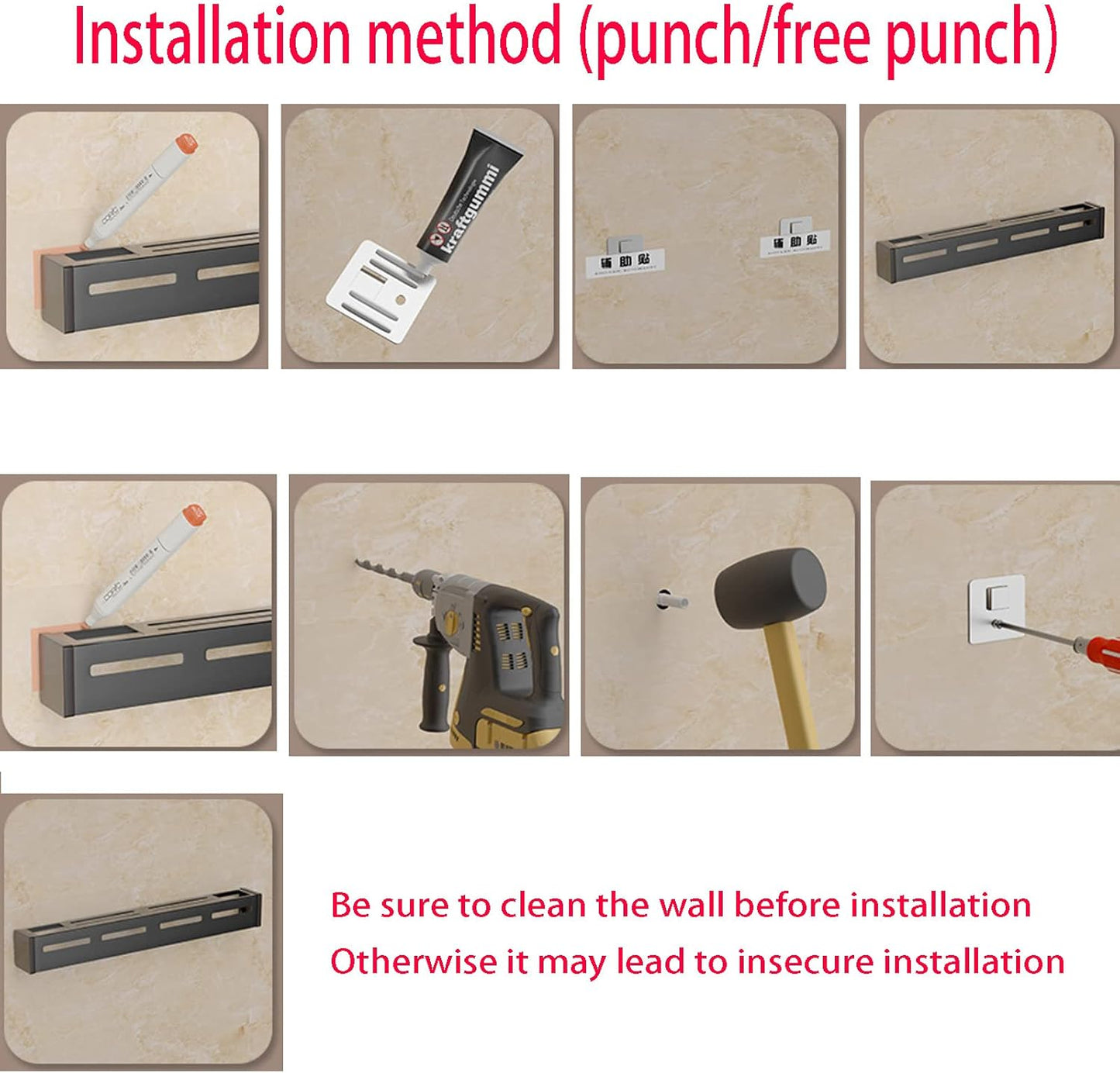 Multifunctional Kitchen Wall-Mounted Knife Holder, Floating Shelves, Cooking Utensil Holder Organizers with S Hooks
