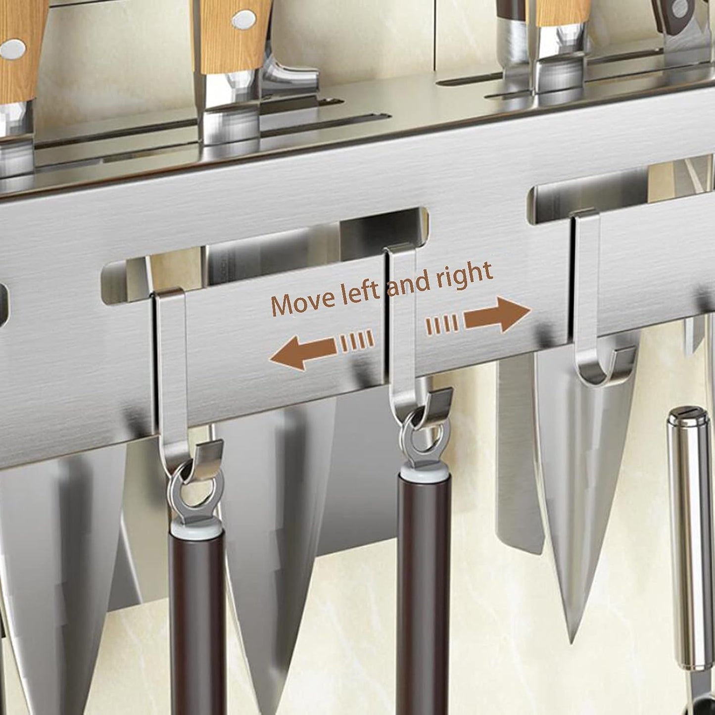 Multifunctional Kitchen Wall-Mounted Knife Holder, Floating Shelves, Cooking Utensil Holder Organizers with S Hooks