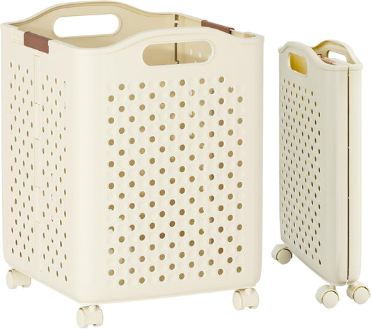 Foldable Household Laundry Basket With Wheels, Large Capacity Laundry Hamper