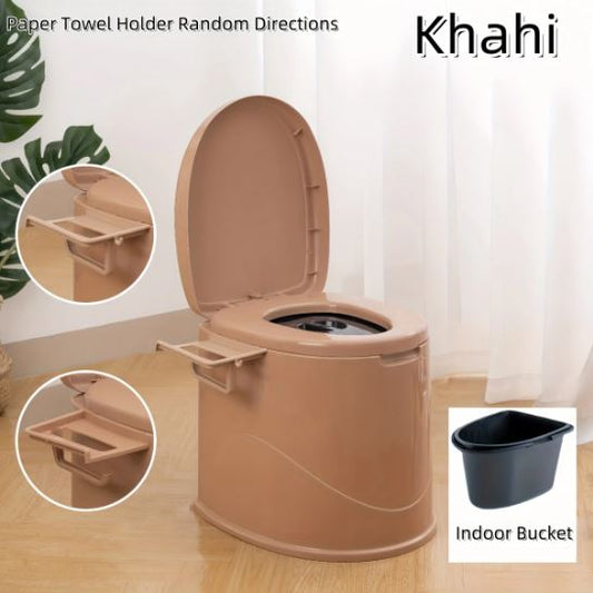Portable Toilet with Lid with Paper Towel Holder, Travel Toilet Compact Bucket Seat, Outdoor Indoor Toilet For Camping and Hiking