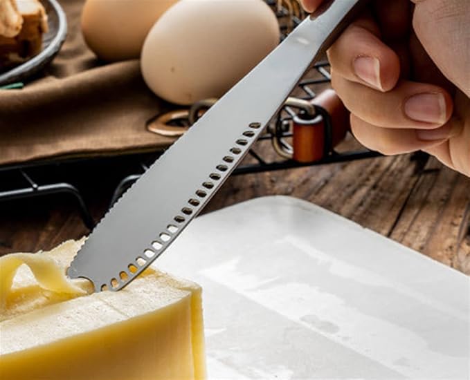 1Pc Stainless Steel Butter Spreader, Butter Knife and Curler Serrated Butter Grater for Cold Butter Slicer