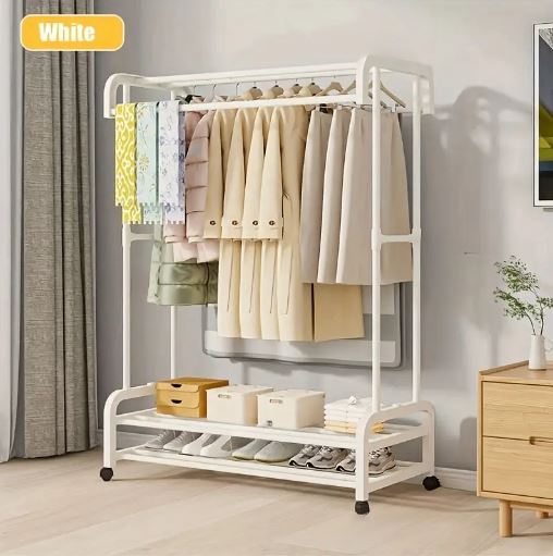 Freestanding Vertical Garment Organizer for Bedroom and Balcony, Space-Saving Design with Multiple Hanging Bars, Clothes Organizer Storage, Drying Racks