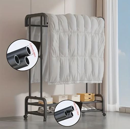 Freestanding Vertical Garment Organizer for Bedroom and Balcony, Space-Saving Design with Multiple Hanging Bars, Clothes Organizer Storage, Drying Racks