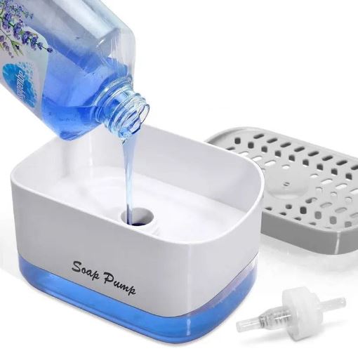 2 In 1 Caddy Soap Dispenser, Automatic Liquid Soap Dispenser Bathroom Kitchen Soap Dispenser With Sponge