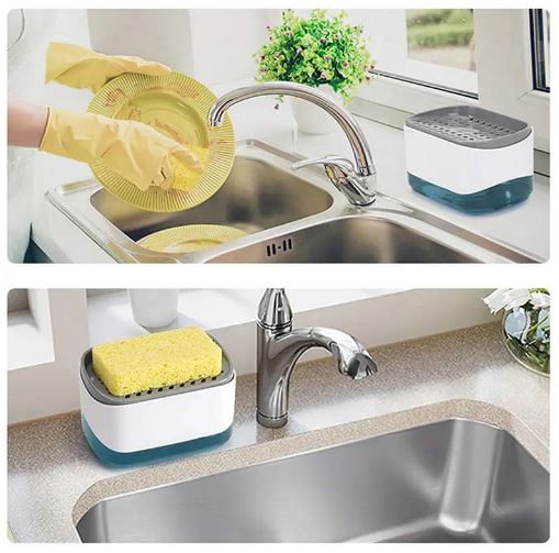 2 In 1 Caddy Soap Dispenser, Automatic Liquid Soap Dispenser Bathroom Kitchen Soap Dispenser With Sponge
