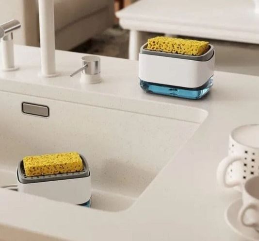 2 In 1 Caddy Soap Dispenser, Automatic Liquid Soap Dispenser Bathroom Kitchen Soap Dispenser With Sponge