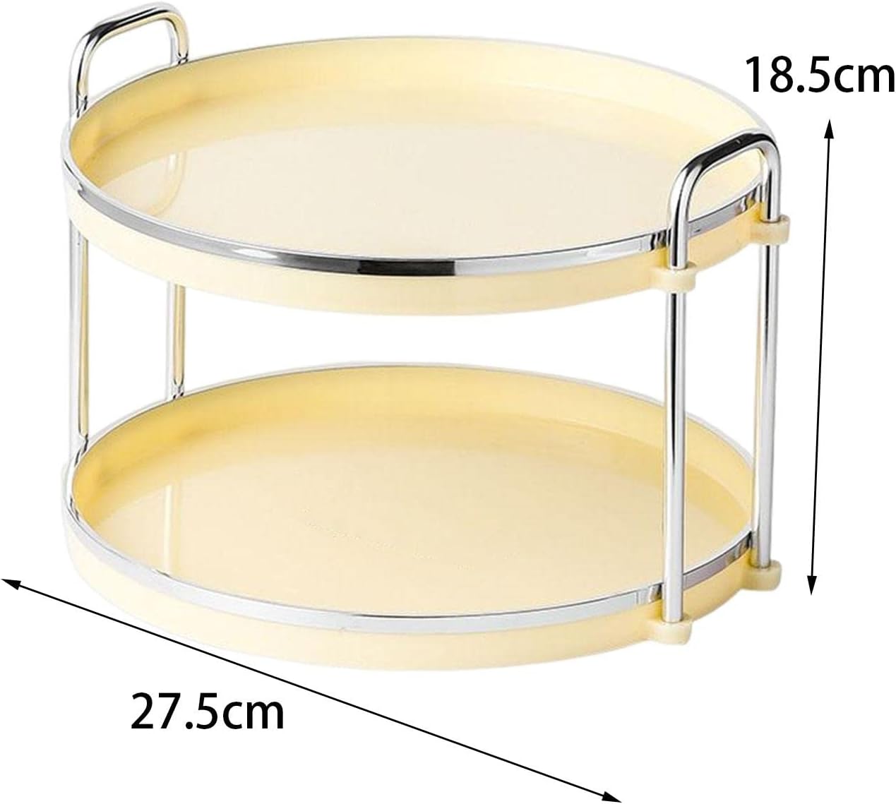 2 Tier Round Serving Tray with Handle (Beige)