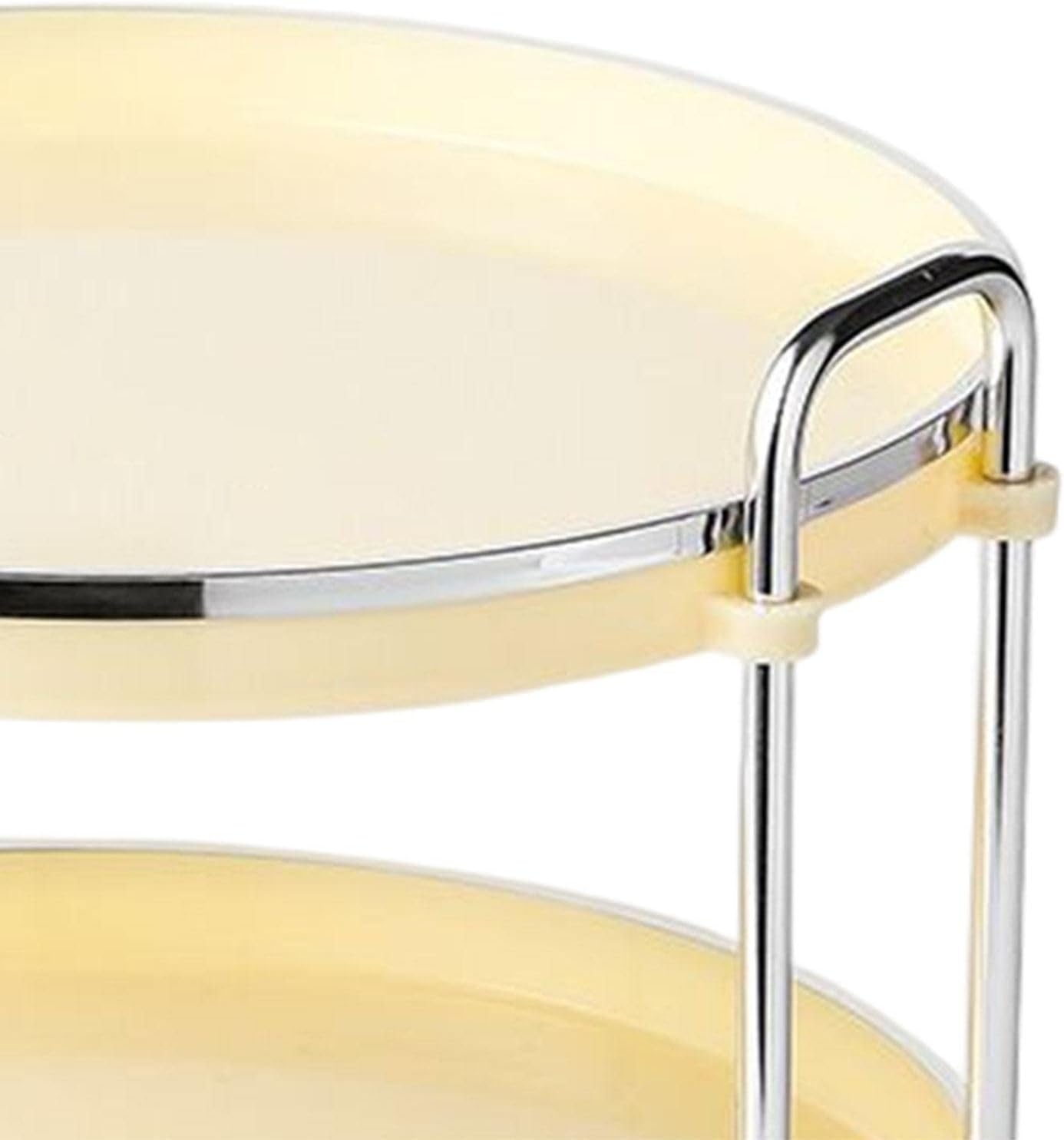 2 Tier Round Serving Tray with Handle (Beige)