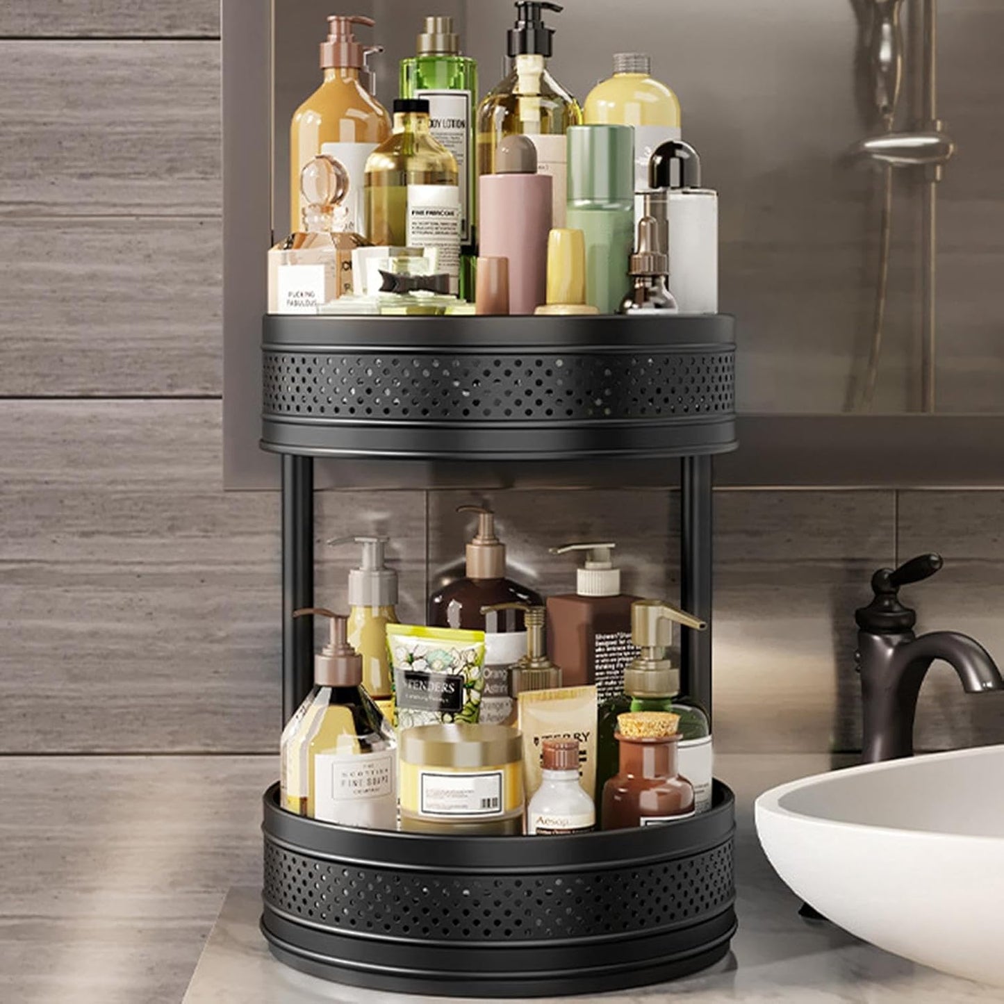 Double Layer Rotating Spice Rack, 360° Rotating Spice Holder, Spice Rotating Tray For Kitchen Cabinet Pantry Bathroom