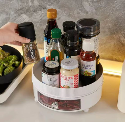 360° Rotation Spice Rack, Large Capacity Cosmetic Storage Tray, Kitchen Seasoning Cosmetic Tray