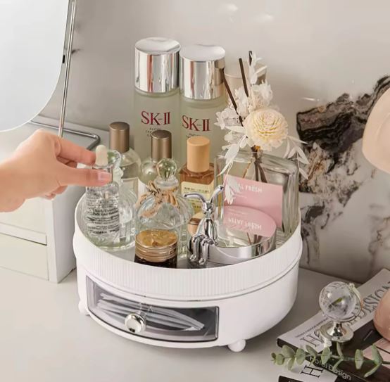 360° Rotation Spice Rack, Large Capacity Cosmetic Storage Tray, Kitchen Seasoning Cosmetic Tray
