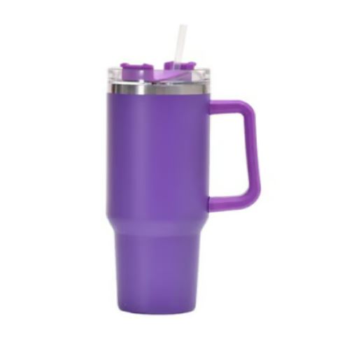 40 oz Tumbler with Handle and Straw, Insulated Travel Mug Iced Coffee Cup, Reusable Stainless Steel Insulated Water Bottle