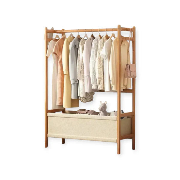 Bamboo Cloth Rack With Storage Rack