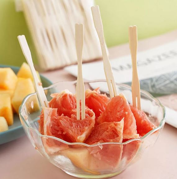 50Pcs Bamboo Mini Tasting Forks Fruit Picks 3.5 Inch Mini Bamboo Forks