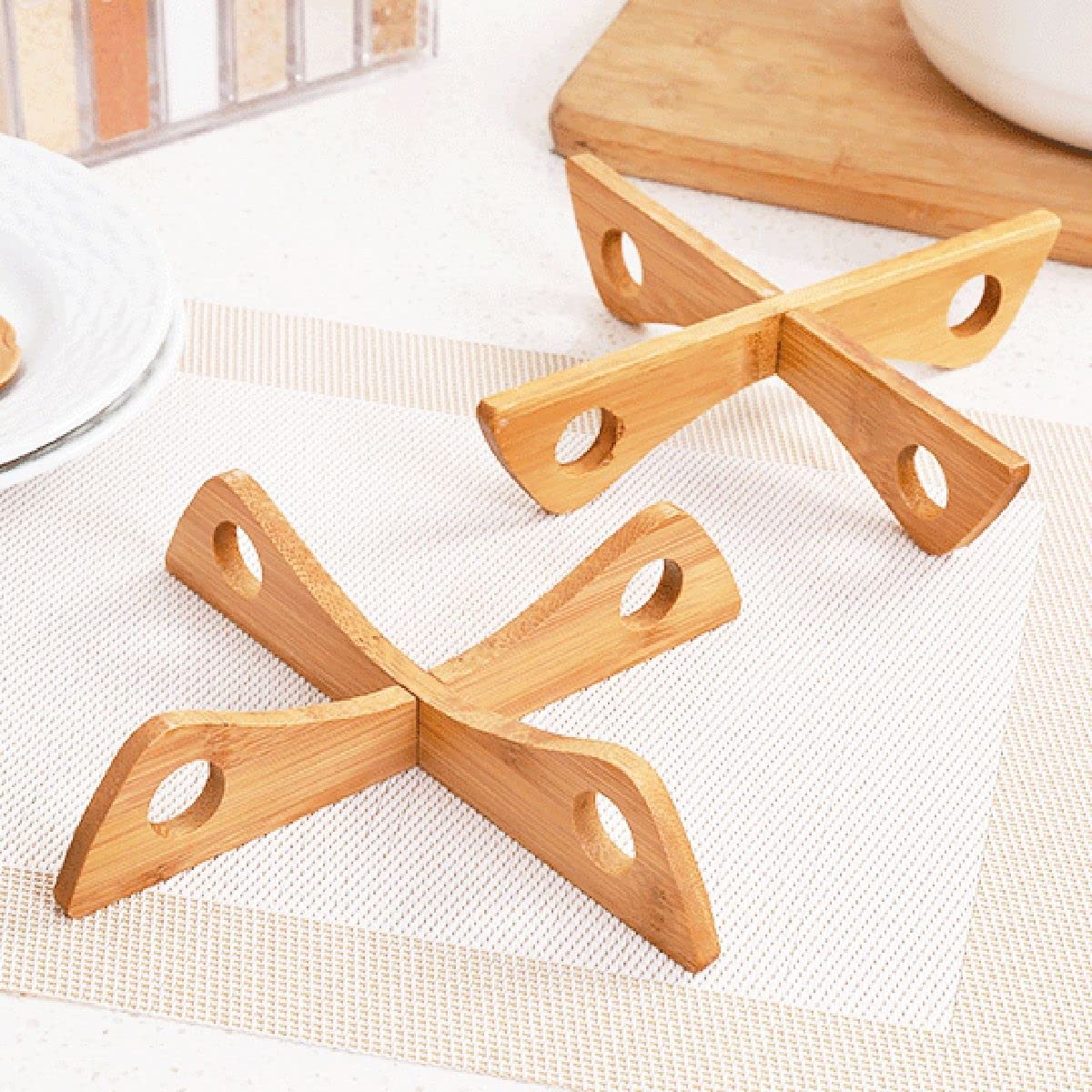 Bamboo Pot Trivet, Pan Soup Pot Dish Trivet Heat Insulation Pads Pot Holder