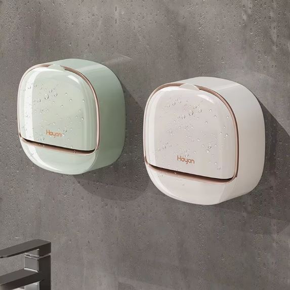 1Pc Wall Mounted Soap Holder With Lid And Drain Tray
