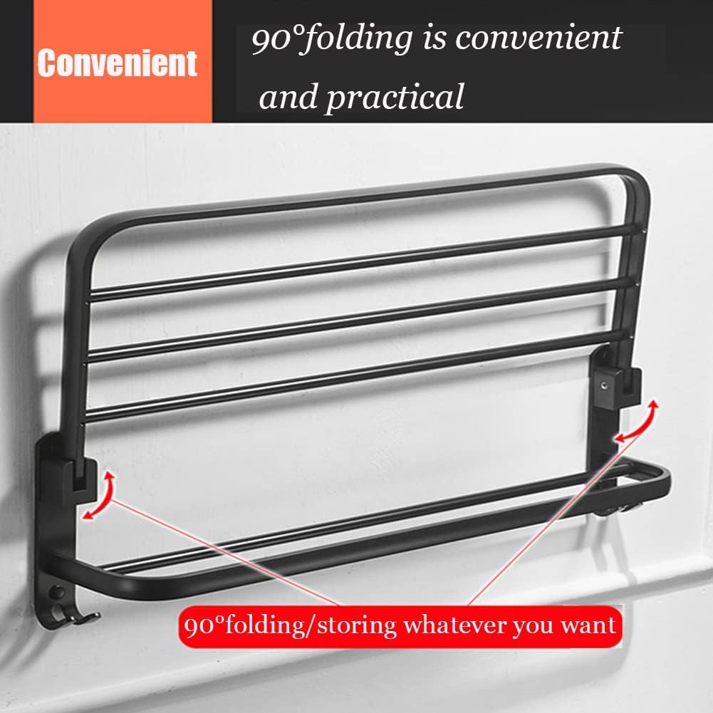 Wall Mounted Aluminum Alloy Towel Rack, Bathroom Towel Shelves With Double Towel Bars