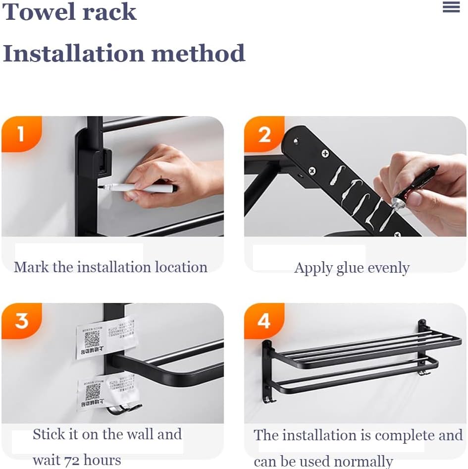Wall Mounted Aluminum Alloy Towel Rack, Bathroom Towel Shelves With Double Towel Bars
