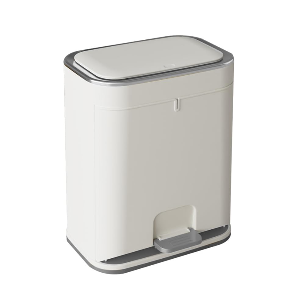 Bathroom Trash Can with Lid, Plastic Garbage can with Press top Lid for Kitchen, Bathroom, Bedroom, Living Room, Offices