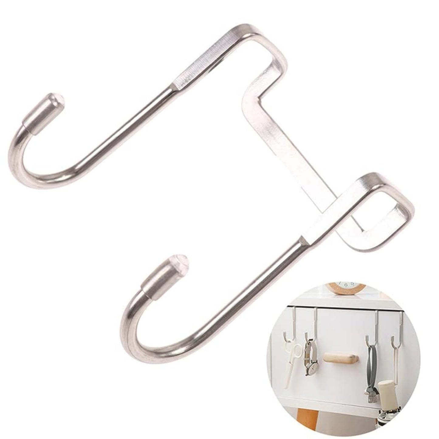 2Pcs Stainless Steel Multi-Use Over Cabinet Hook, Drawer Hanger Hook Heavy Duty Hooks