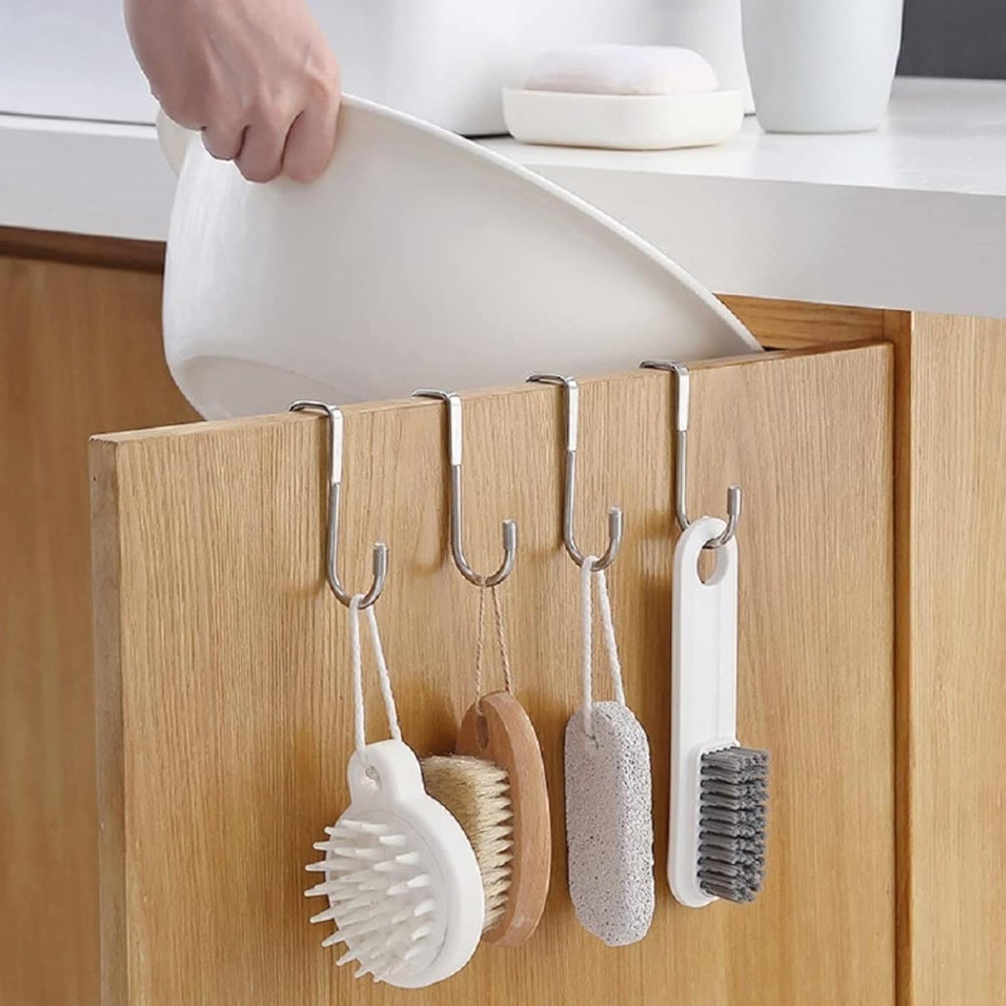 2Pcs Stainless Steel Multi-Use Over Cabinet Hook, Drawer Hanger Hook Heavy Duty Hooks