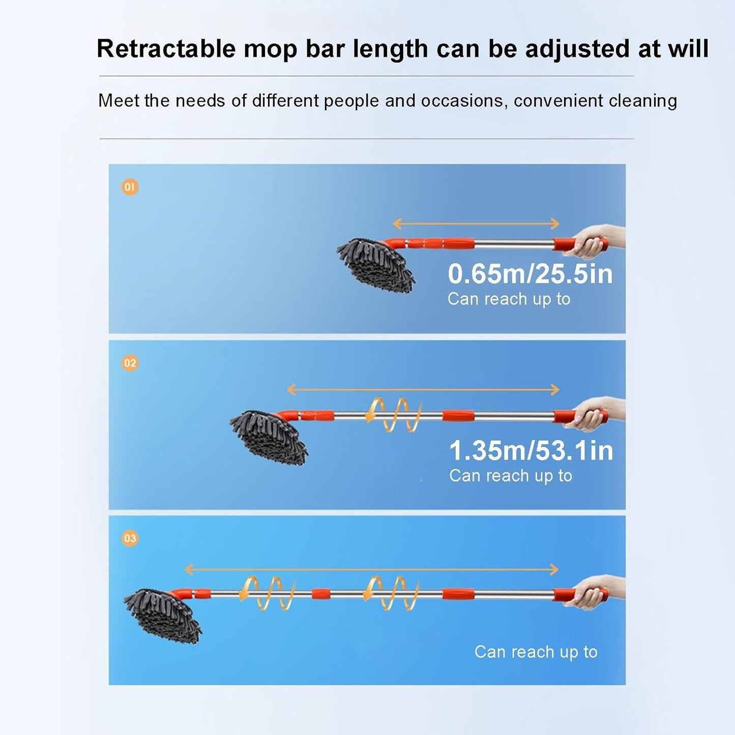 Microfiber Car Wash Brush, Telescopic Car Cleaning Brush, Microfibre Car Wash Brush Mop 360° Rotating