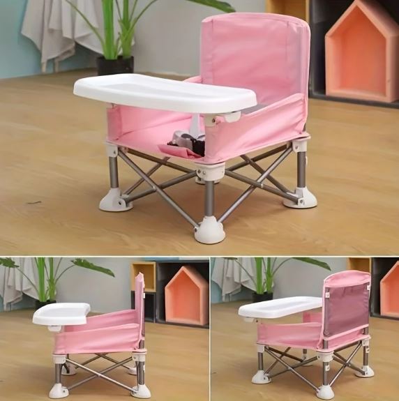 1pc Children's Folding Dining Chair, Portable, Detachable Plate, Suitable For Baby At Home Eating And Outdoor Picnic Dining Chair
