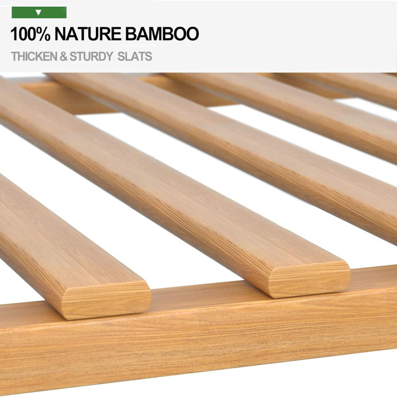 Bamboo Clothing Garment Rack, Free Standing Clothes Coat Hanger, Closet Organizer with Shoe Rack