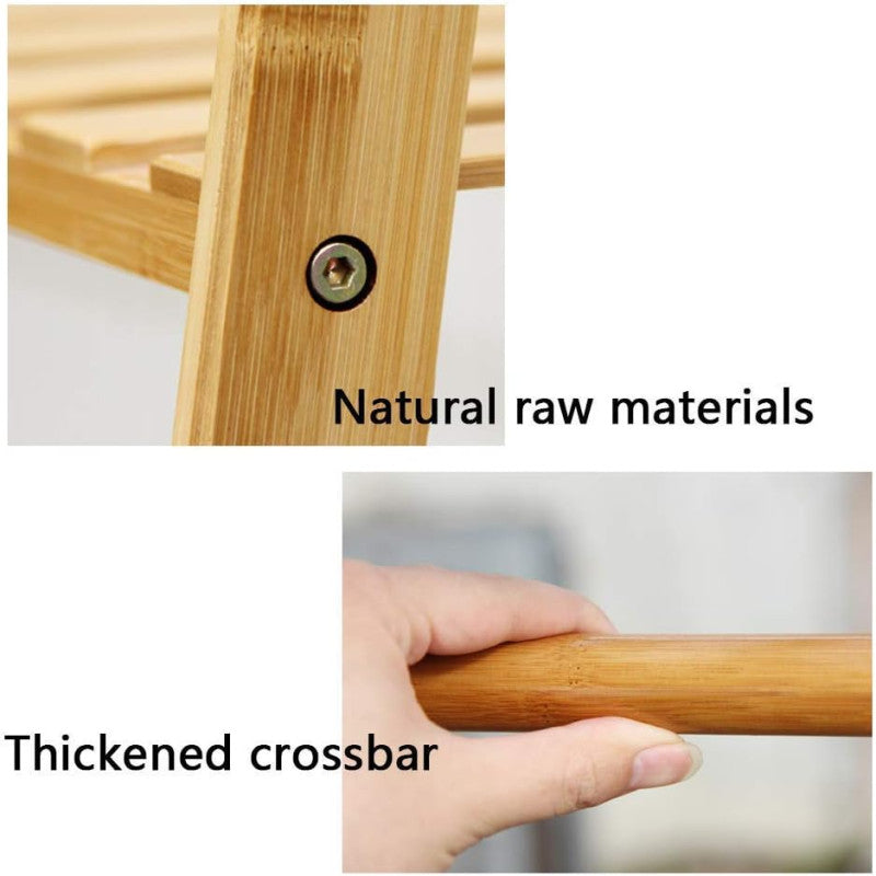 Coat Rack Hanger Clothes Rack Bamboo Wood Coat Hooks 2-Tier Coat Hooks Hat Bag Hanger Hanger Stand