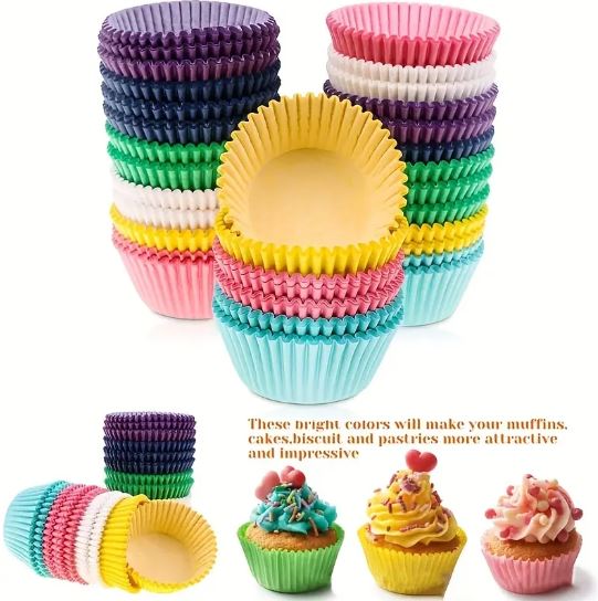 100pcs, Colorful Baking Cupcake Liners, Oil-proof Paper Holders For Cakes And Muffins, Cupcake Wrappers Holders