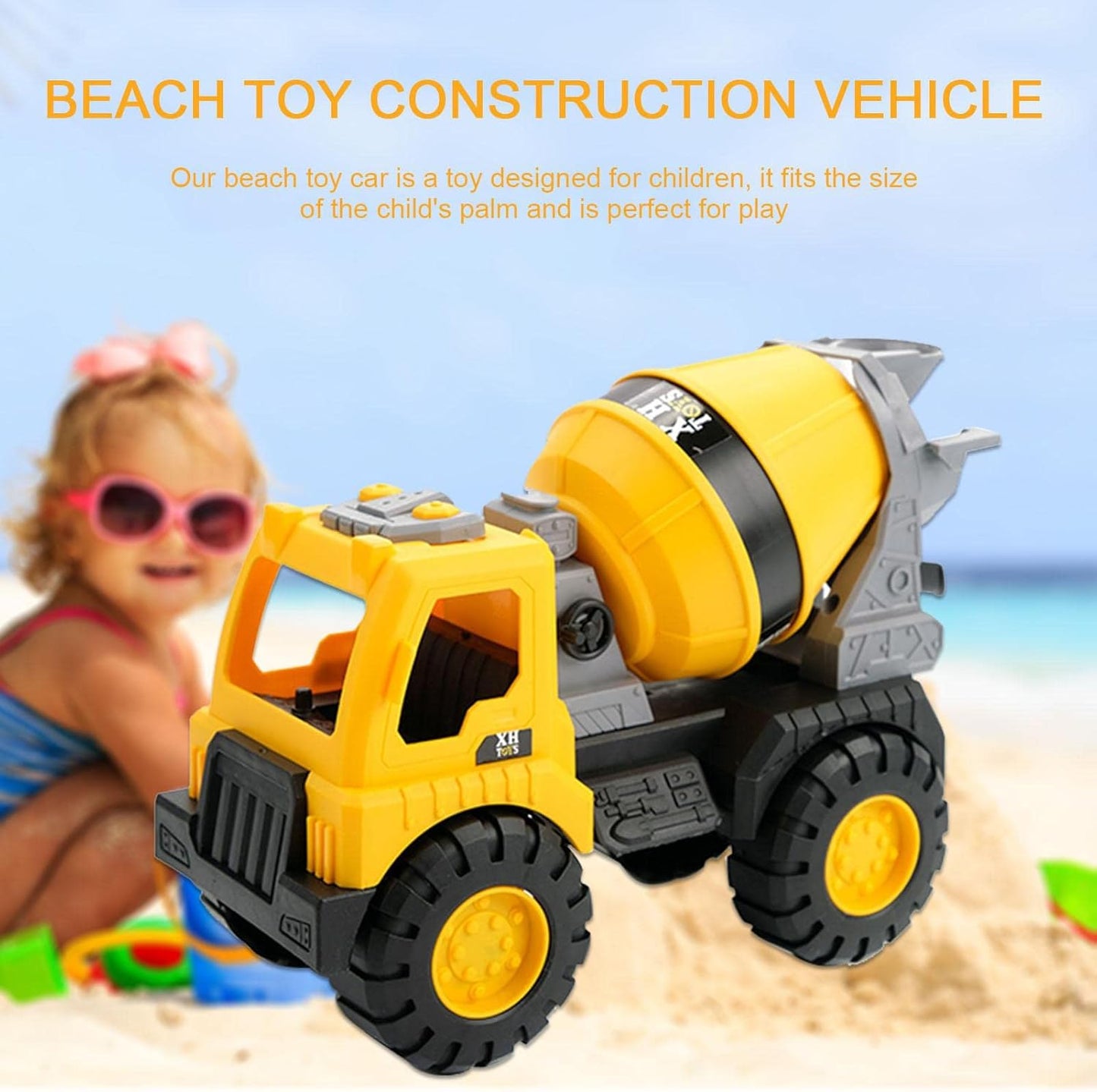 Construction Truck Toy, Free-Wheeling Inertia Vehicle with Moveable Claw & Lifting Back, Beach and Sand Tractor Toy for Kids