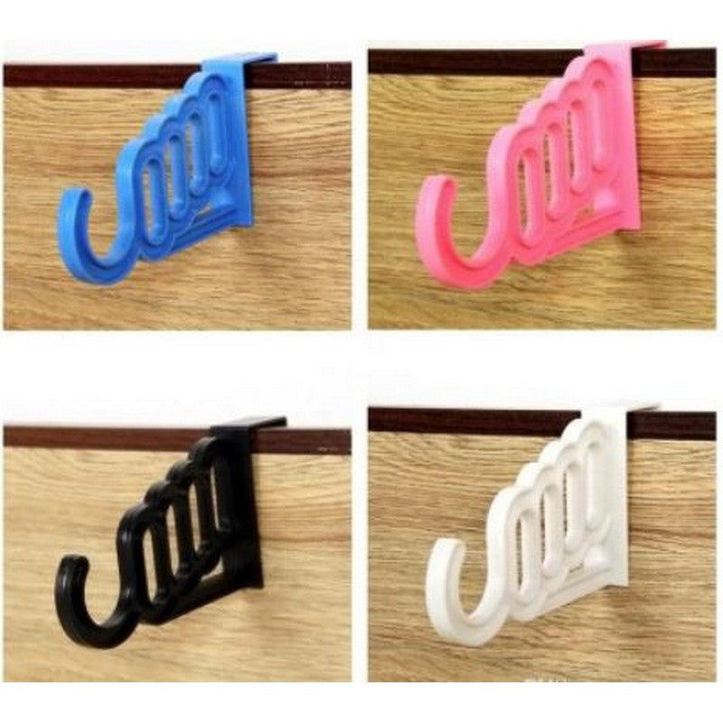 Multi-Function Home Accessories Foldable Clothes Hanger Drying Rack 5 Hole Suit Bathroom Door Plastic Organizer