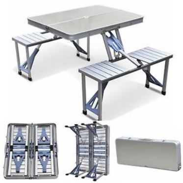 Outdoor Garden Aluminum Portable Folding Camping Picnic Table with 4 Seats