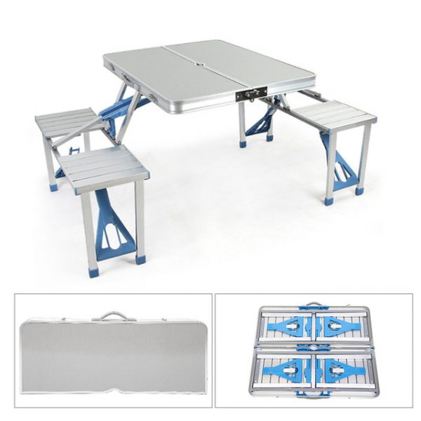 Outdoor Garden Aluminum Portable Folding Camping Picnic Table with 4 Seats