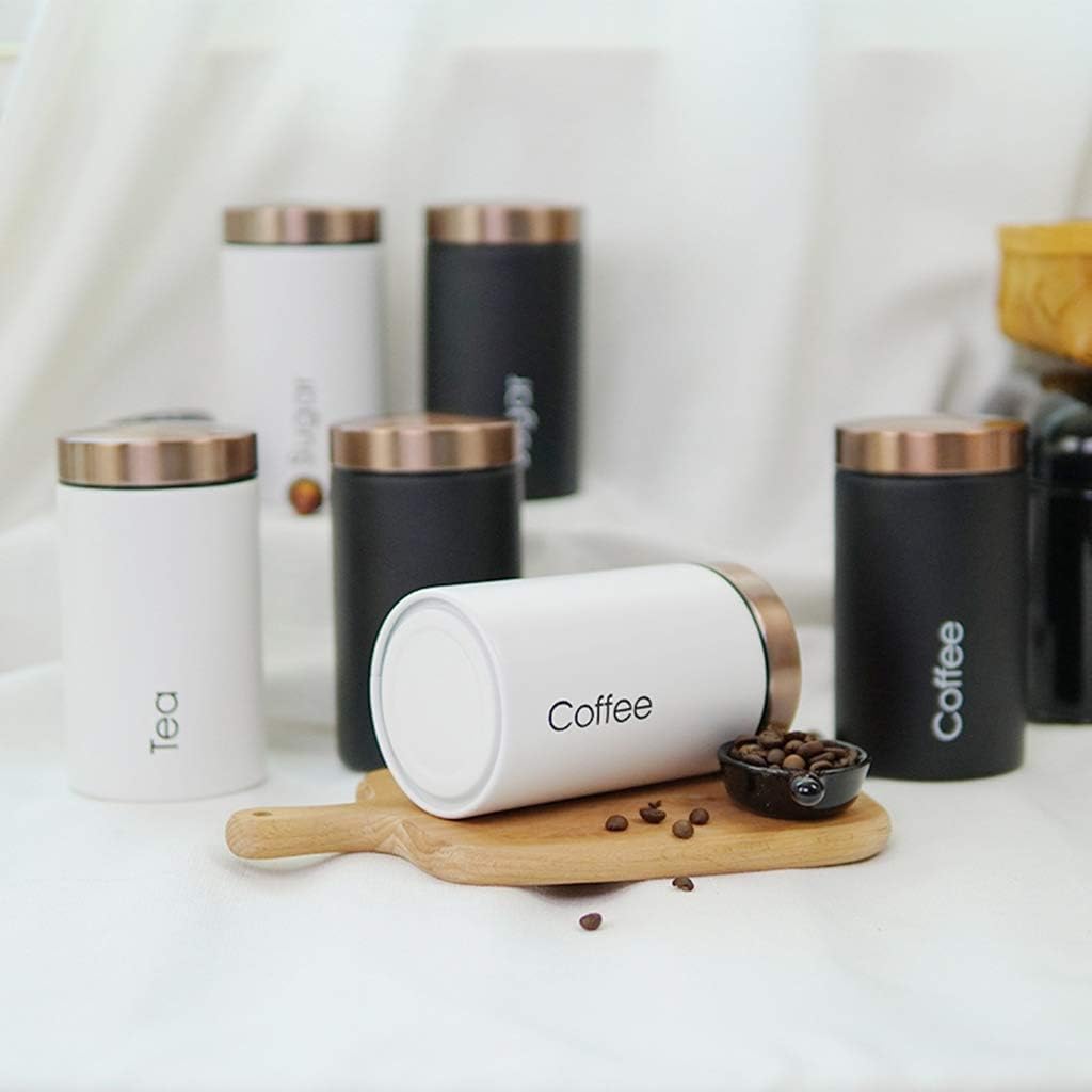 3Pc Kitchen Canister Set with Lid - Deluxe Food Storage Containers Space-Saving Jars for Storage of Tea Coffee & Sugar