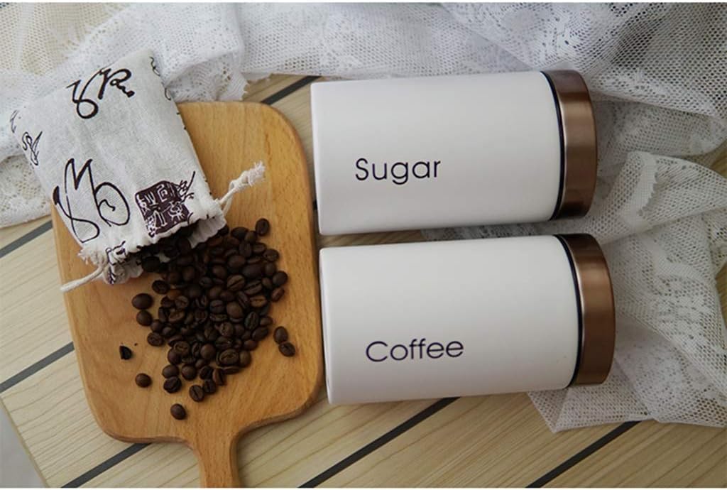 3Pc Kitchen Canister Set with Lid - Deluxe Food Storage Containers Space-Saving Jars for Storage of Tea Coffee & Sugar